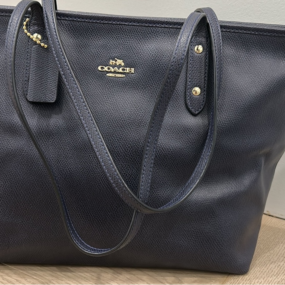 Coach Navy Leather Shoulder Bag